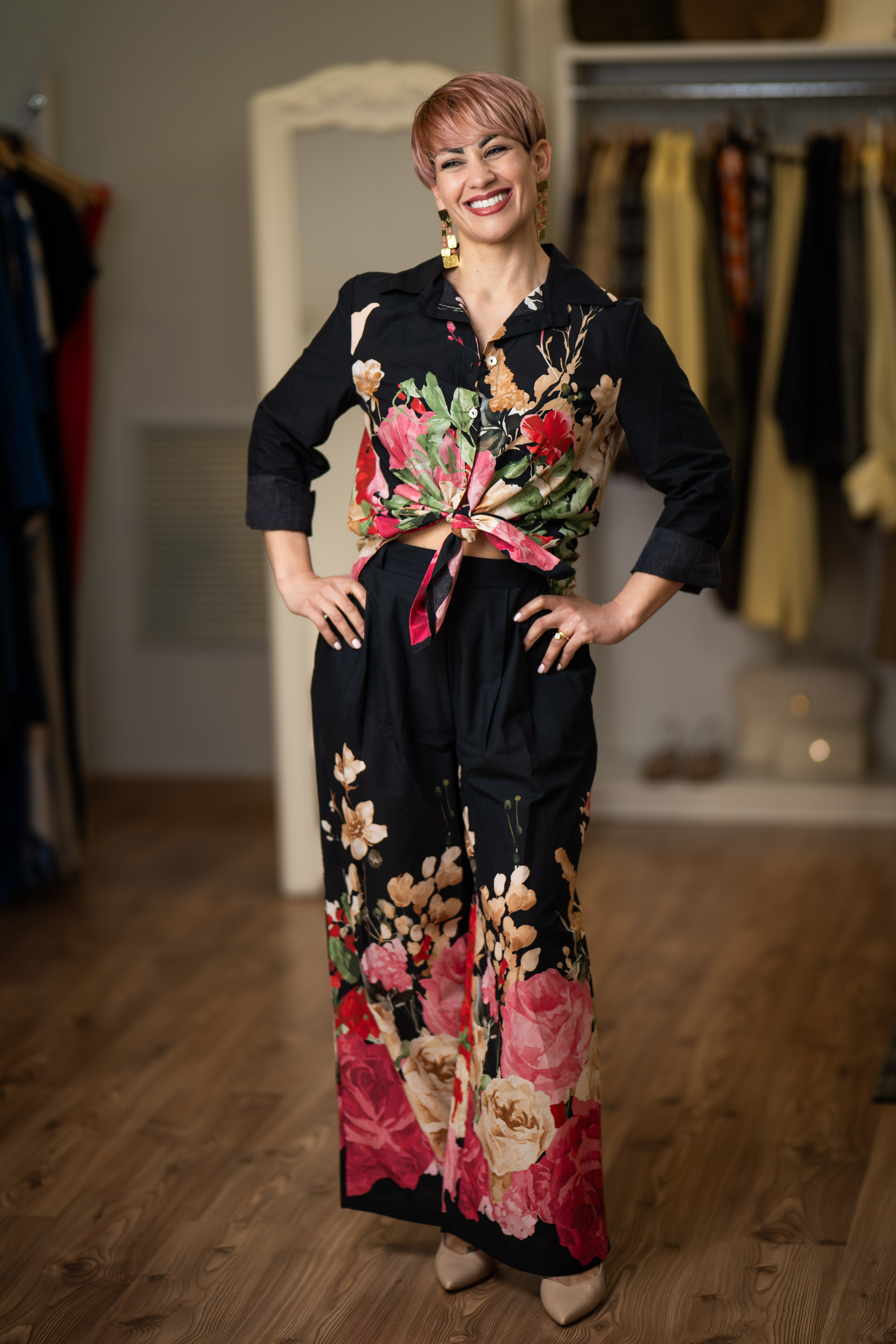 Pantalone fiori maxi Club Voltaire 